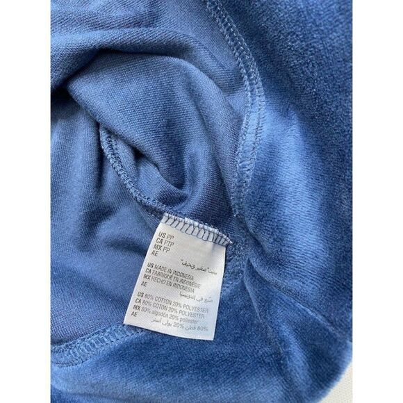 Karen Scott Petite Sweatshirt Top Women's XS‎ Blue Velour Soft Relaxed Crewneck - Picture 8 of 9